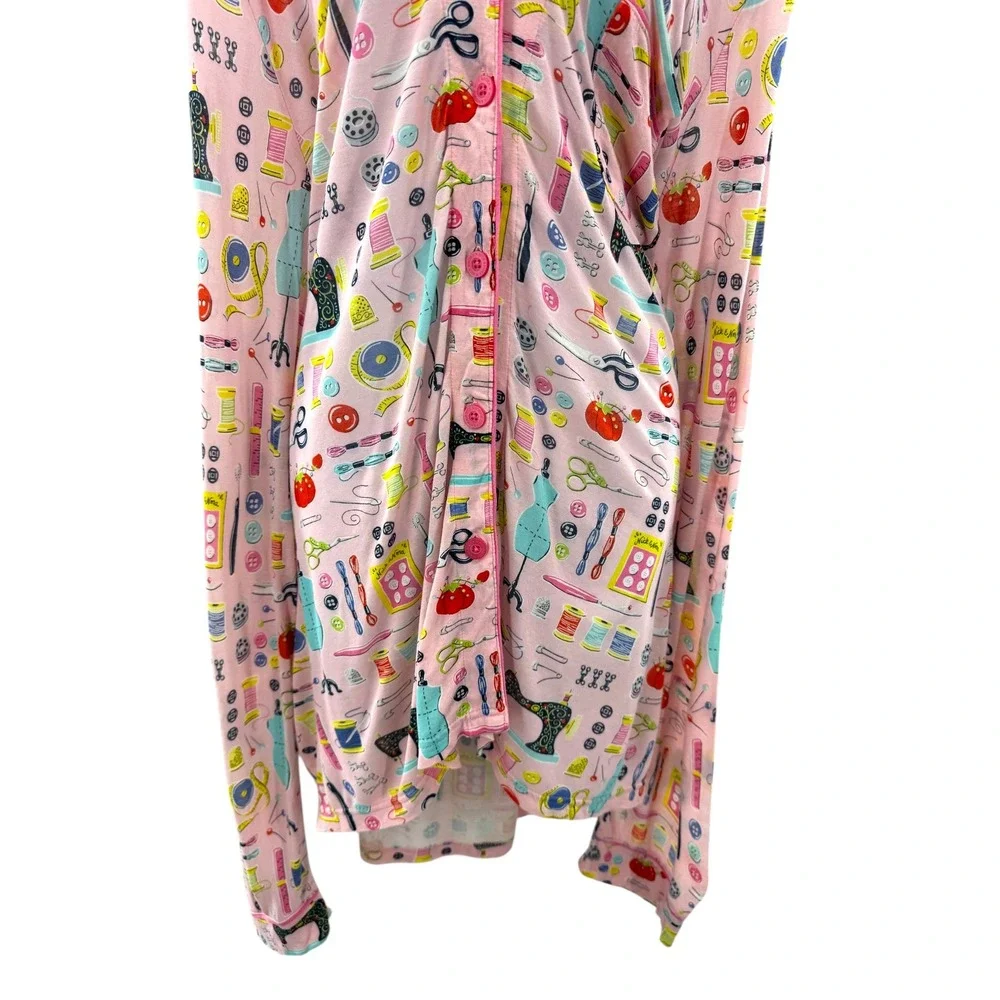 Nick &‎ Nora Sleepwear Women's XL Pink Sewing Machine Pajama Top